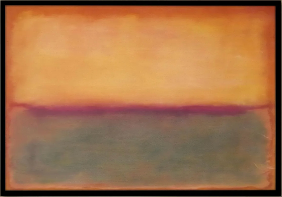 Mark Rothko Canvas Painting, Soft Orange And Green Abstract Wall Art, Modern Color Field Print, Calm Minimalist Decor, E