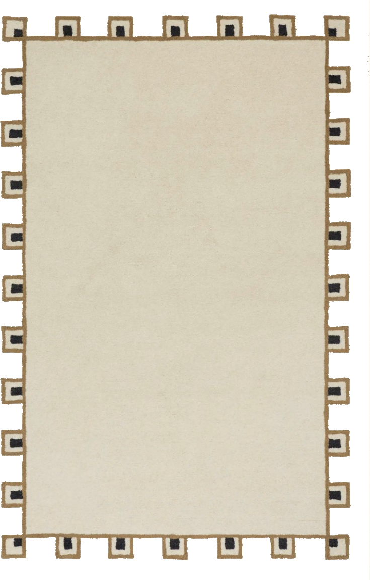 Yves Bordered Wool Rug, Ivory