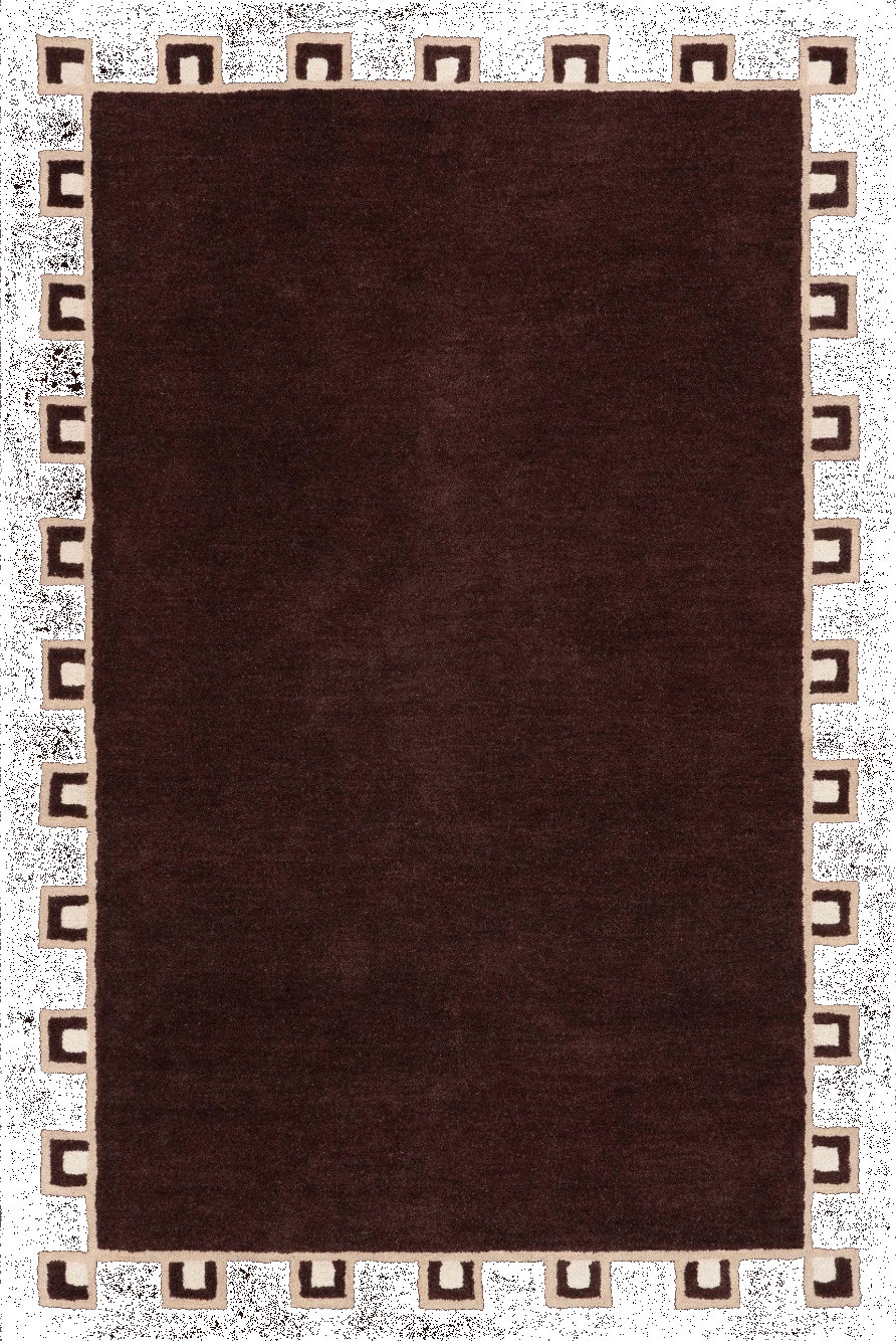 Yves Bordered Wool Rug, Dark Brown