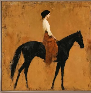 horse painting with woman