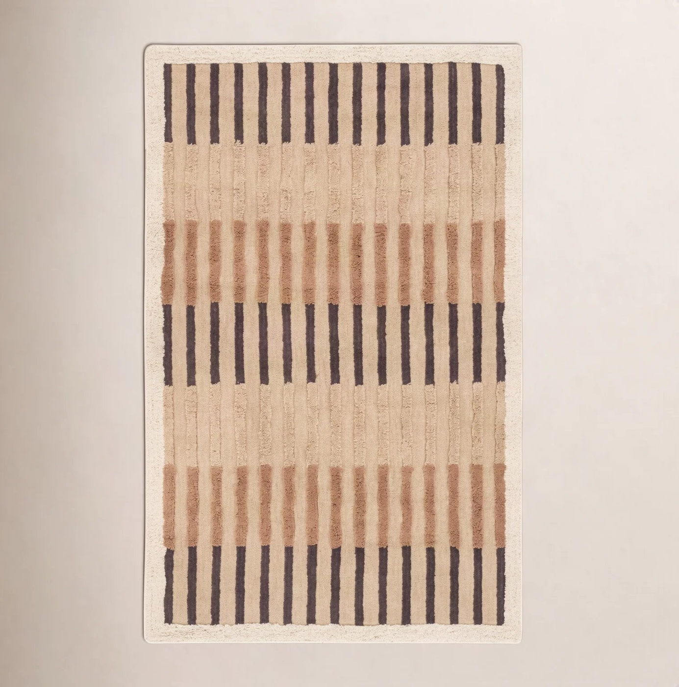 Brown Hand-Tufted Geometric Rug