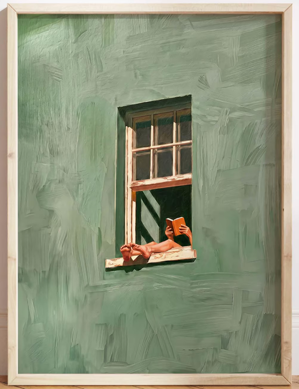 Woman Reading in Window Print