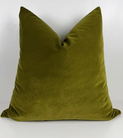 olive velvet pillow