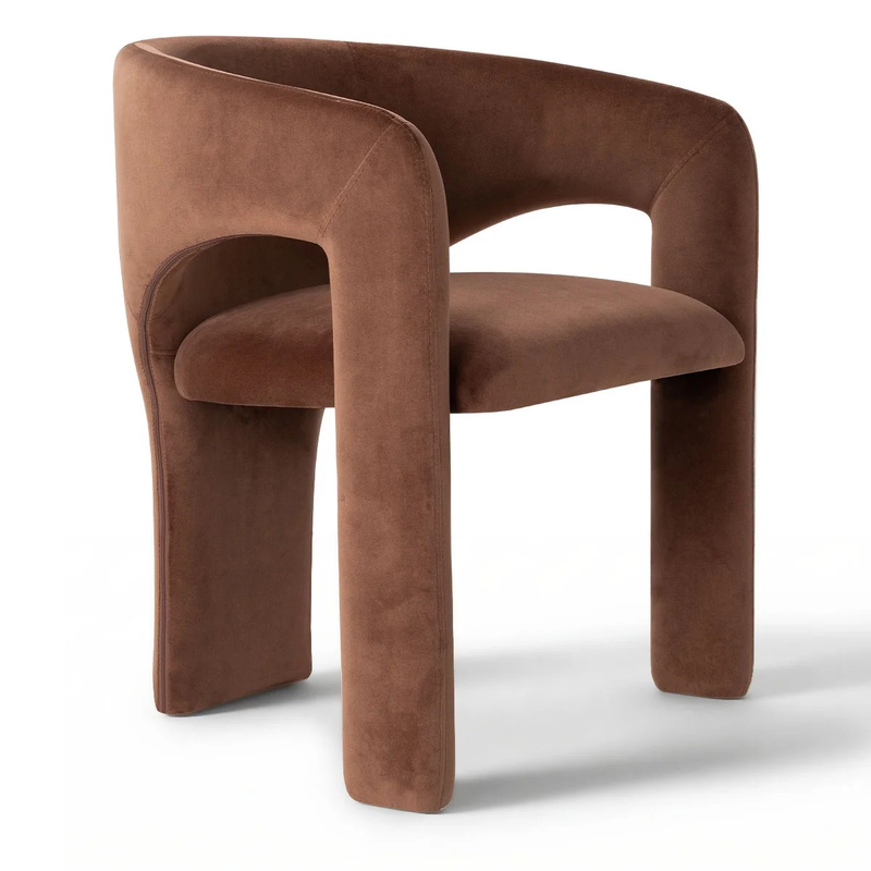 Modern Velvet Dining Chairs Set Of 6 With Curved Barrel Back Upholstered Armchairs