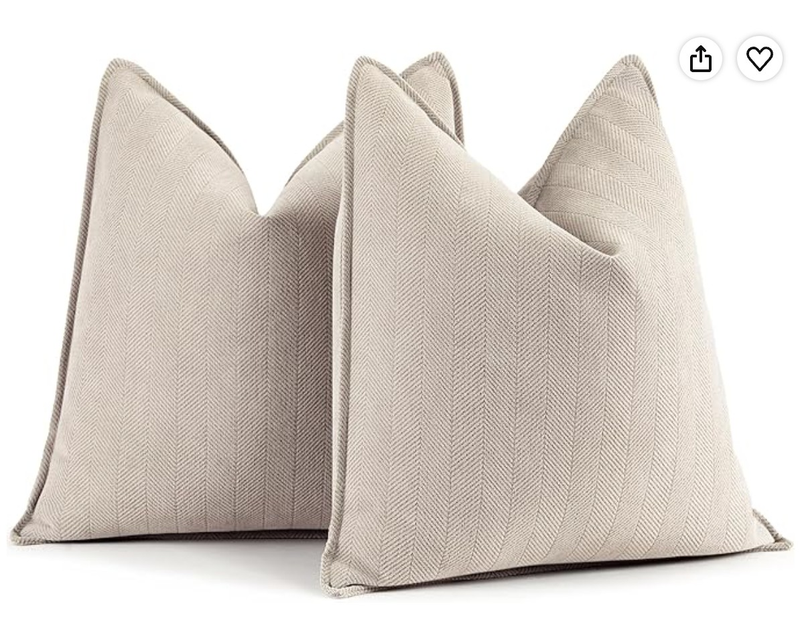 Beige Pillow Covers 24x24 Set of 2