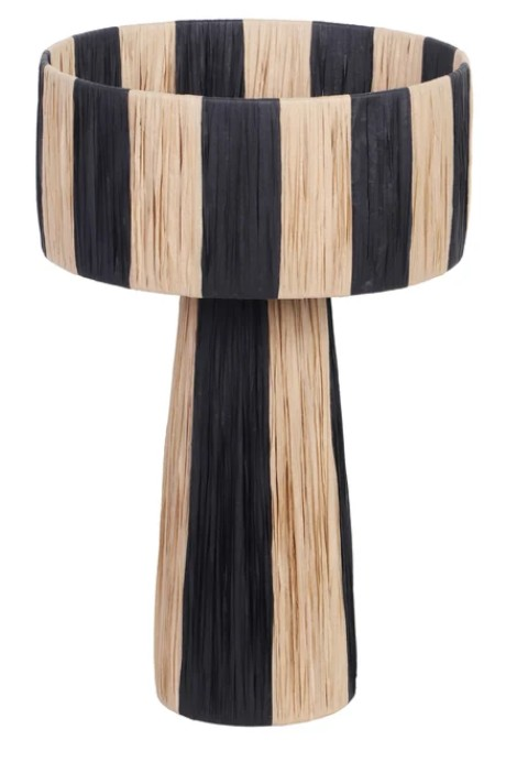 Tov black white striped rafia lamp